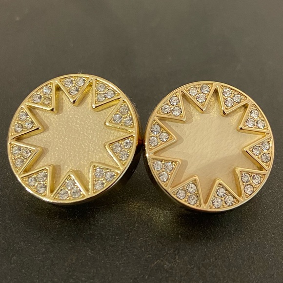 House of Harlow Sunburst Pave Earrings Leather - Picture 2 of 2